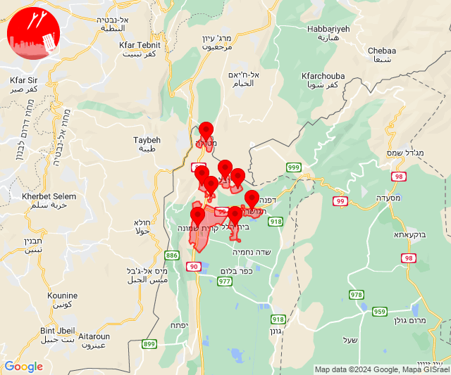 إطلاق دفعة من الصواريخ من جنوب لبنان باتجاه مستوطنة كريات شمونة
